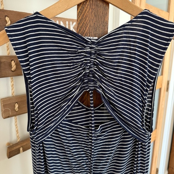 Gap Sleeveless Knit Midi V-Neck Dress‎ Navy/White Striped Viscose Spandex XS EUC - Picture 6 of 12